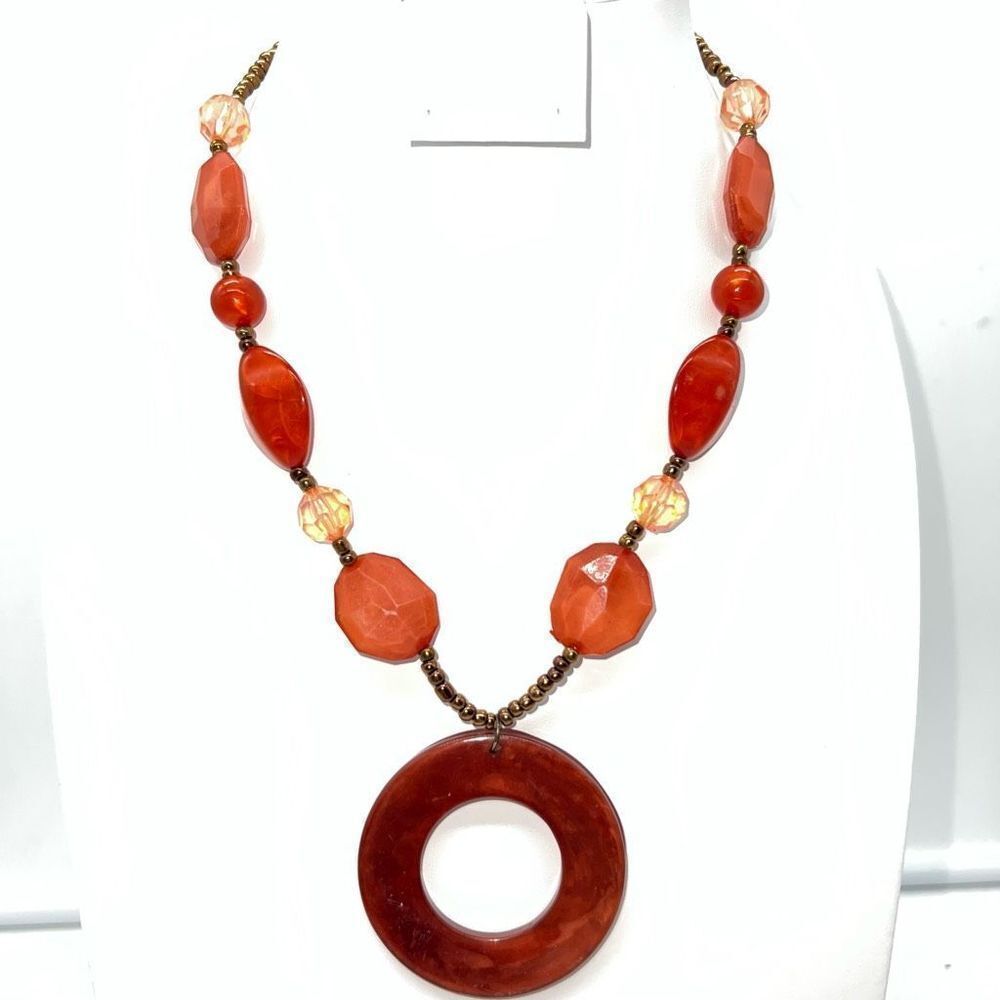 Boho Seed Bead, Crystal & Faux Cherry Quartz Necklace